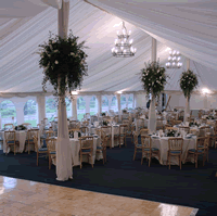 Ivory pleated linings in a traditional marquee